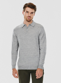 Męski szary sweter z kołnierzykiem polo