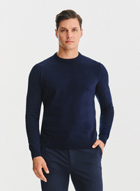 Granatowy bawełniany sweter z kaszmirem
