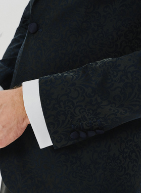 Granatowa żakardowa marynarka smokingowa