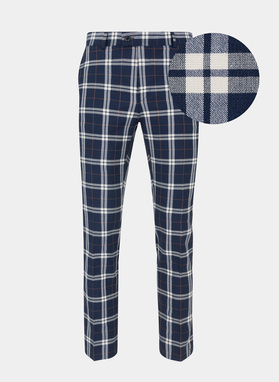 Granatowy garnitur w intensywną kratę