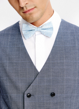 Dwurzędowa granatowa kamizelka w kratę