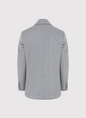 Wełniany dwurzędowy płaszcz męski