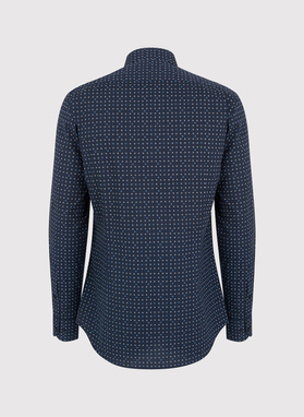 Granatowa koszula męska w mikrowzór