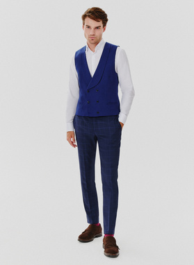 Granatowa dwurzędowa kamizelka męska