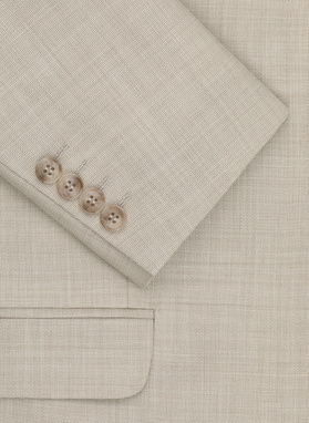 Beżowy wełniany garnitur męski