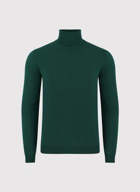 Ciemnozielony gładki golf męski