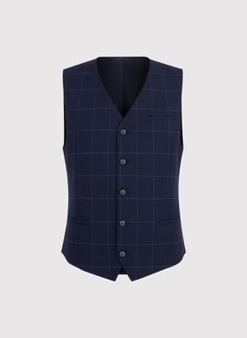 Granatowa kamizelka męska w kratę