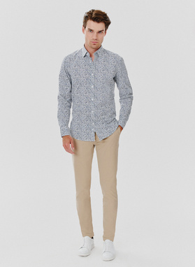 Koszula męska w kwiatki długi rękaw