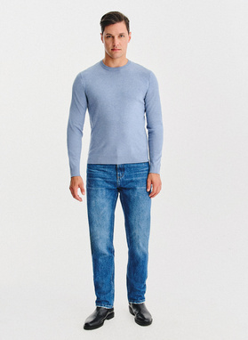 Niebieski sweter męski o-neck