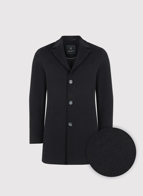 Czarny płaszcz z wełną