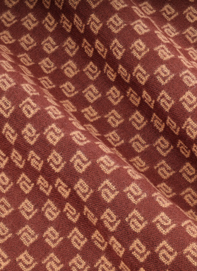 Brązowy szalik męski z beżowym sygnetem PL