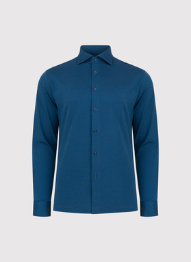 Granatowa dzianinowa koszula męska