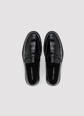 Czarne lakierowane mokasyny męskie