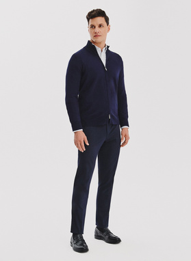 Granatowy rozpinany sweter męski