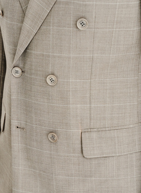 Ślubny dwurzędowy garnitur męski w kratkę