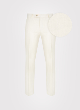 Beżowy garnitur męski z lnem