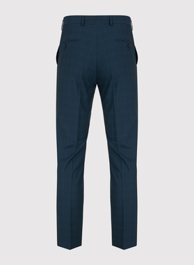 Granatowy garnitur w delikatną niebieską kratkę