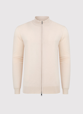 Sweter męski rozpinany w kolorze beżowym