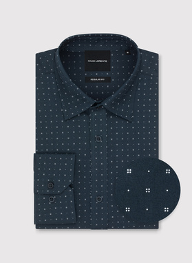 Granatowa koszula męska wzór geometryczny