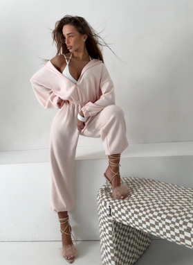 Kombinezon damski SONIA z wełną puder róż