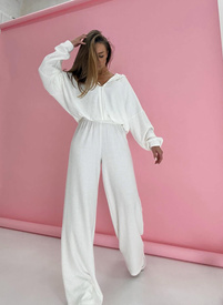 Komplet damski jodełka śmietankowa