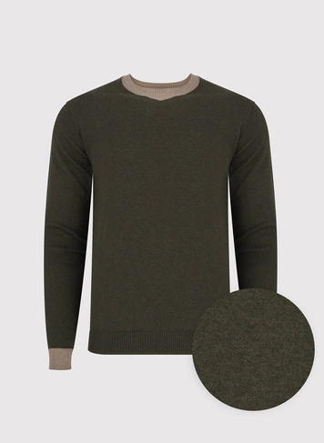 Melanżowy sweter męski dekolt V-neck