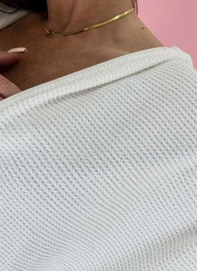 Komplet damski jodełka śmietankowa