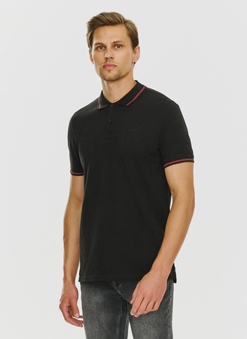 Gładki t-shirt polo w kolorze czarnym